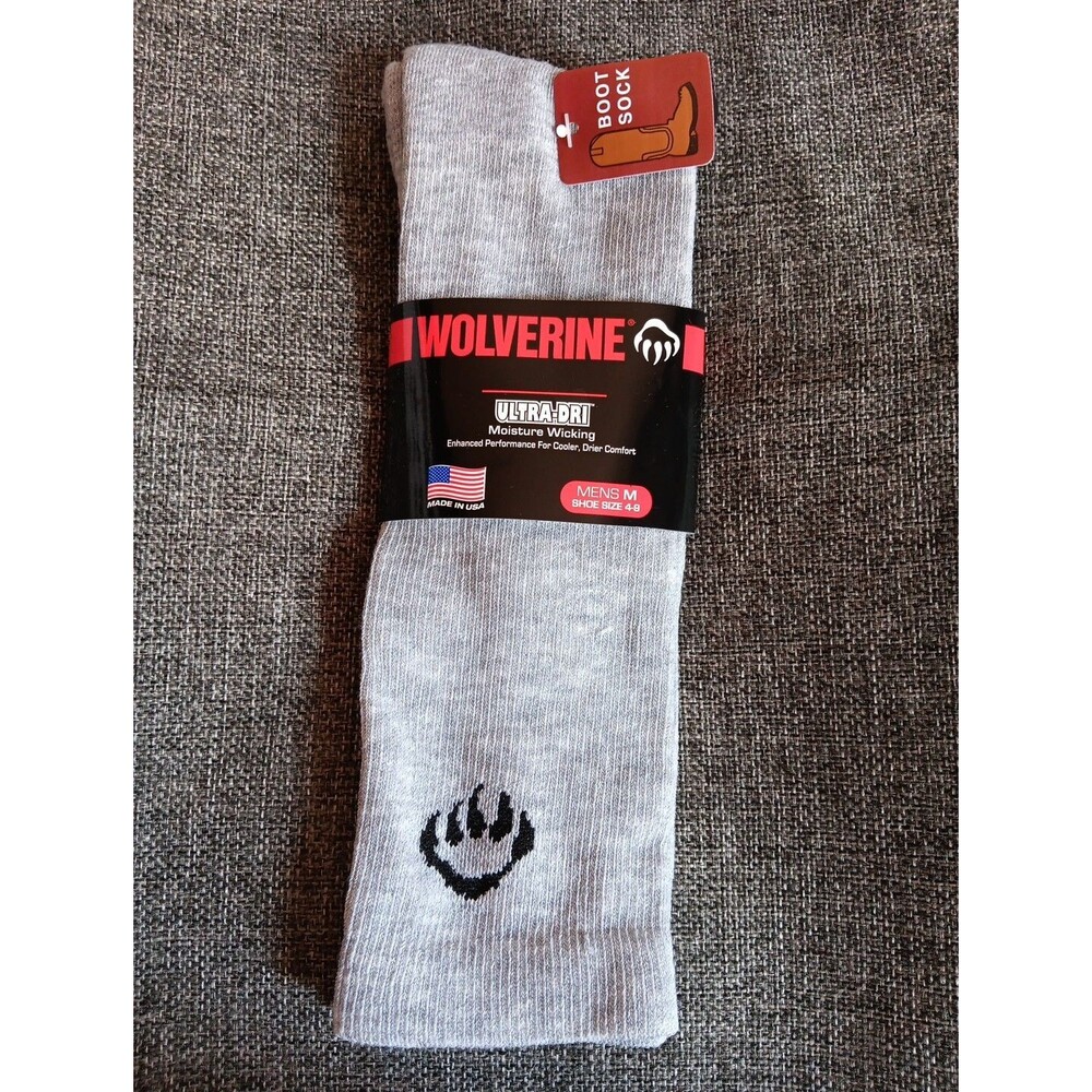 Socks Mens M 4 To 9 New Wolverine Moisture Wicking Ultra Dry  Gray